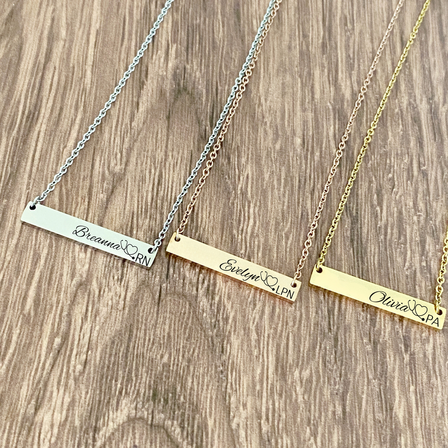 all 3 colored bar necklace options
