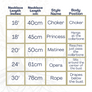 diagram explaining chain lengths in inches cm and the body position