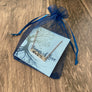 fox rox gold bar necklace engraved with a mom fox and 2 baby foxes in stamps of love gift bag
