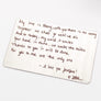 an engraved handwritten love note from a girlfriend to her fiance'.