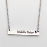 engraved horizontal Little Sister Bar Necklace with cable chain