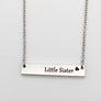 engraved horizontal Little Sister Bar Necklace with cable chain