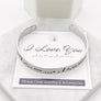 I love you dots and dashes Morse code silver cuff bracelet