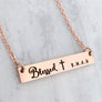 Mother's family bar necklace with blessed cross religious and personalized children's initials