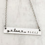 Mother's family bar necklace with love arrow and personalized children's initials 16" 18" 20" silver rose yellow gold