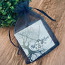 Stamps of love blue organza gift bag