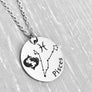 silver stainless steel 7/8" disc engraved with Pisces, its constellation, symbol, and the Fish. attached to a stainless steel cable chain with lobster clasp