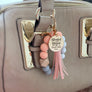 pink silicone beaded keychain wristlet on purse