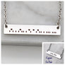 personal message engraved on back of bar necklace