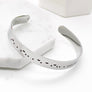 relentless morse code silver cuff bracelet side view