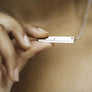 Silver "soul sisters" bar necklace laser engraved in Morse Code