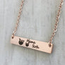Rose gold sloth horizontal bar necklace with 1 mom sloth and 1 baby sloth with the phrase "mama sloth"