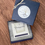 unstoppable bar necklace packaged in a blue gift box with white stretch loop
