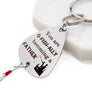 fishing lure engraved with You are o-FISH-ALLY becoming a FATHER with an image of a dad and son fishing off a dock