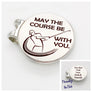 personal engraved message on the back of the ball marker