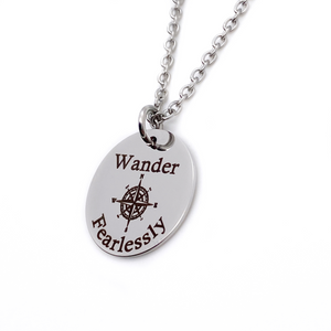 "Wander Fearlessly" Inspirational Compass Necklace