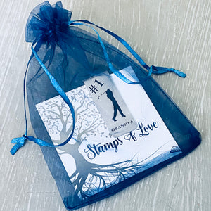 blue organza gift bag from money clip