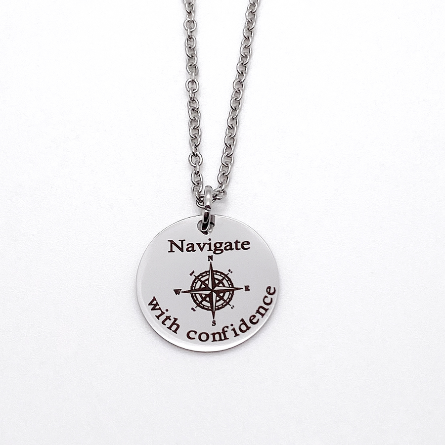 Silver Compass Inspirational Necklace "Navigate with Confidence"
