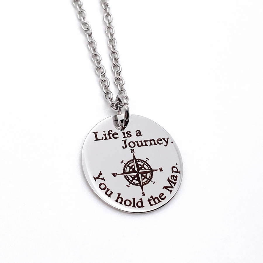 "Life is a Journey. You hold the Map" Compass Necklace
