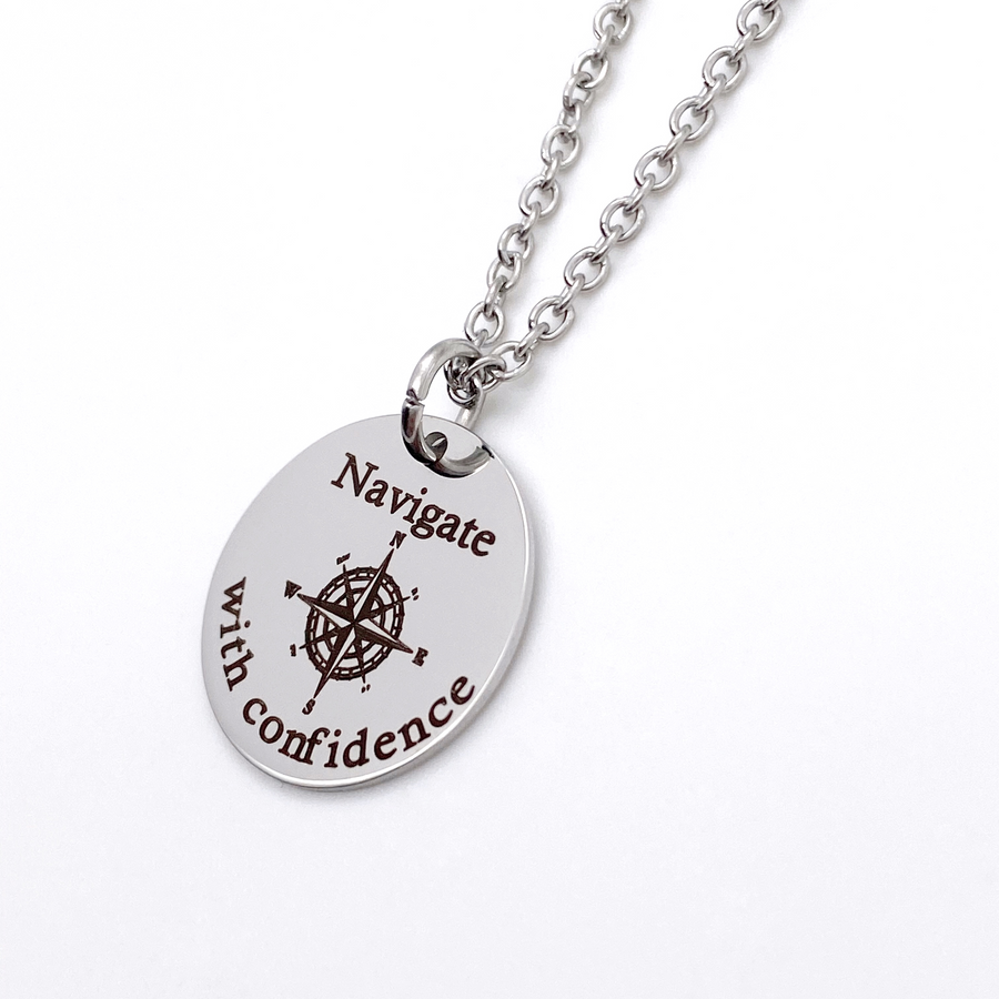 Silver Compass Inspirational Necklace "Navigate with Confidence"