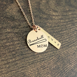 Personalized "Baseball Mom" Pendant Necklace
