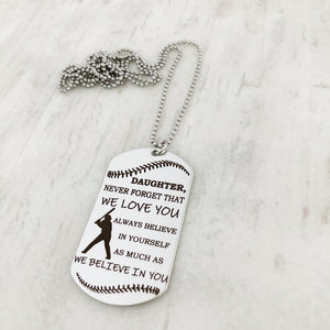 encouragement not baseball daughter dog tag necklace gift from parents christmsa socking stuffer