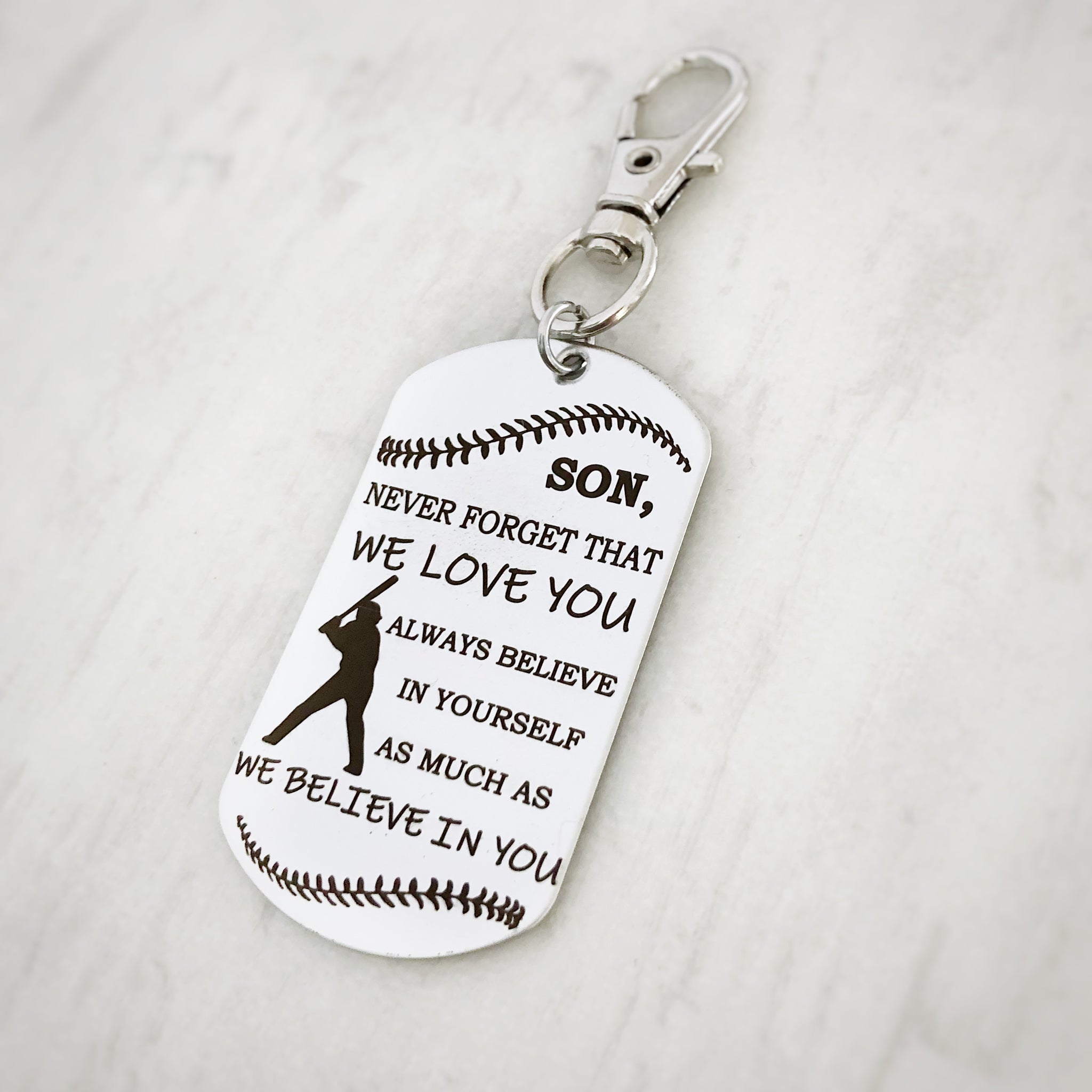 Believe in Yourself Baseball Player Dog Tag – Stamps of Love, LLC