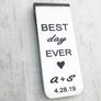 silver engraved money clip best day ever wedding anniversary money clip