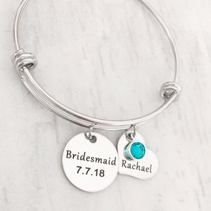 Maid of Honor and Bridesmaid Proposal Silver Charm Bracelet