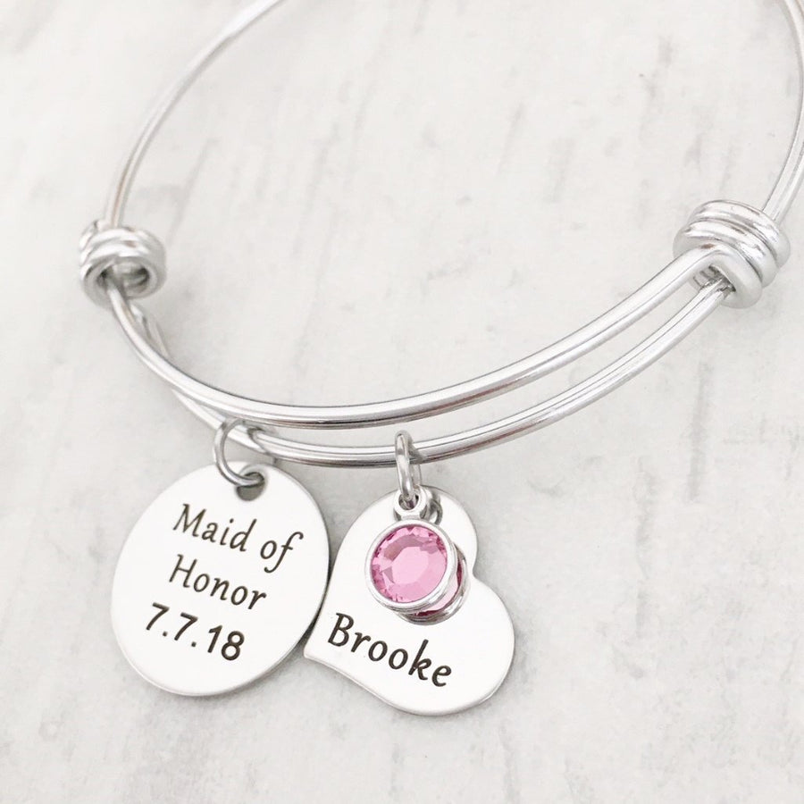Maid of Honor and Bridesmaid Proposal Silver Charm Bracelet