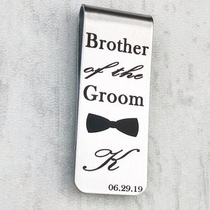 silver wedding brother of the groom initial money clip