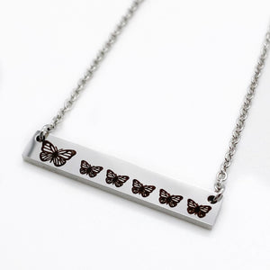 mother's butterfly bar necklace with baby butterflies
