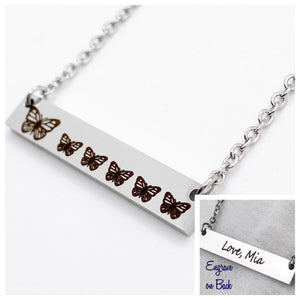 Butterfly Horizontial Bar Necklace