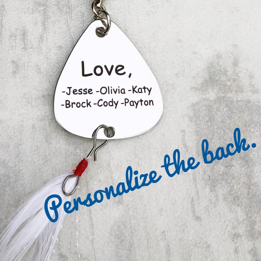 personalize the back of the fishing lure love 