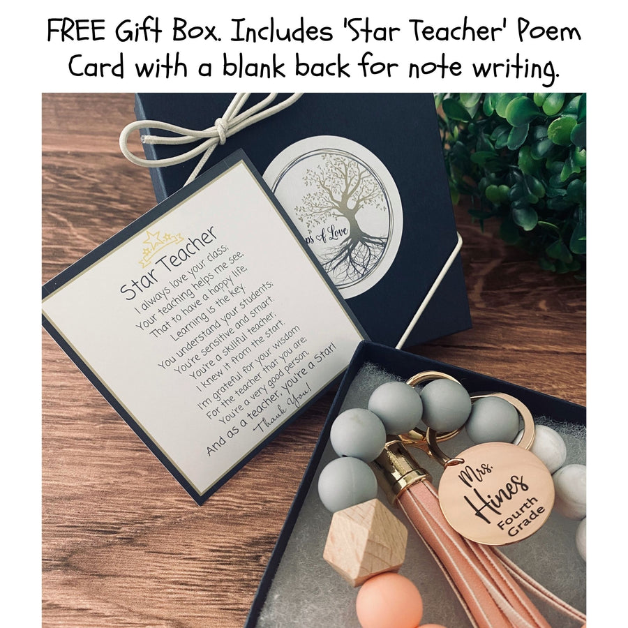 Stamps of Love Free bracelet gift box and a star teacher poem thank you card