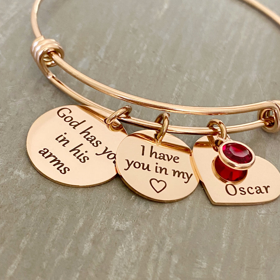 "God Has You in His Arms, I have you in my heart" Memorial Bracelet