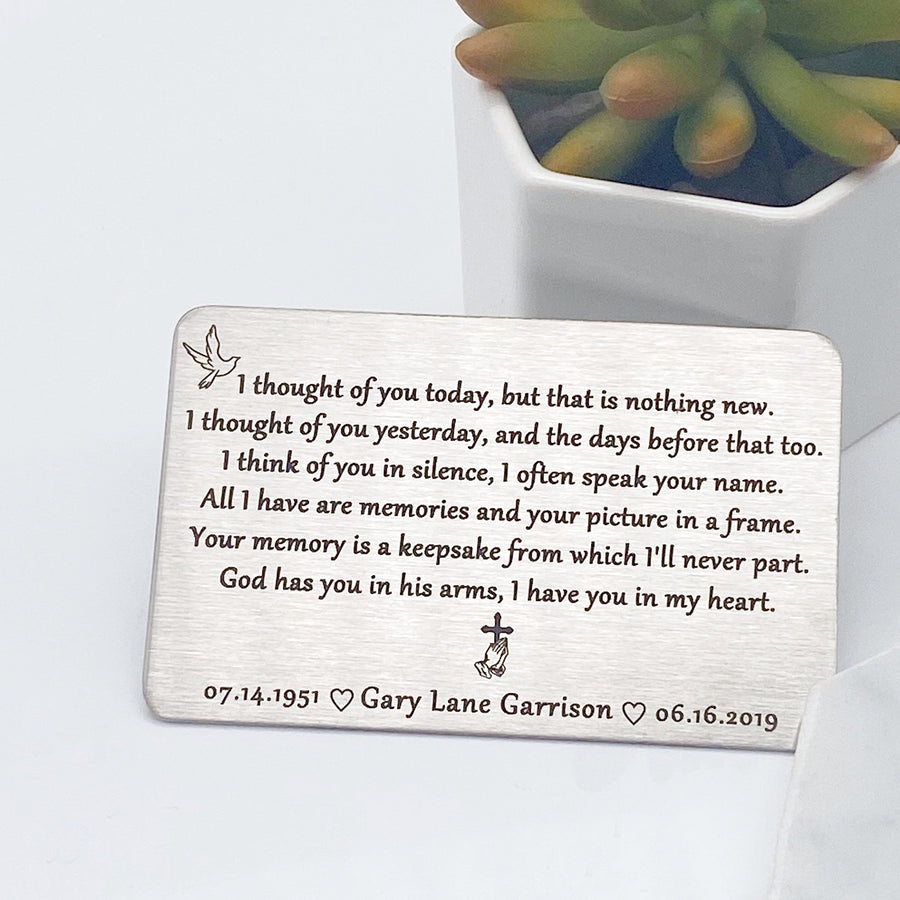 memorial wallet insert with name Gary and date of birth 07.12.1951 and death date 6.16.2019