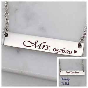 personalize the back of the bar necklace