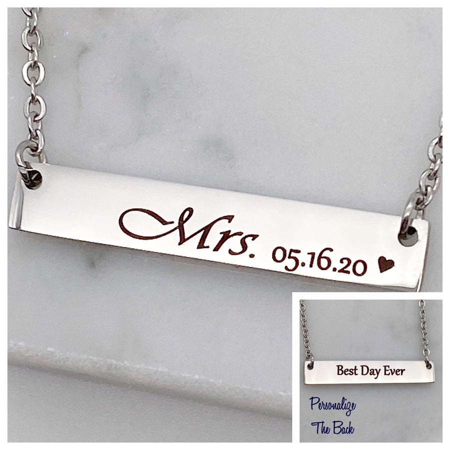 personalize the back of the bar necklace