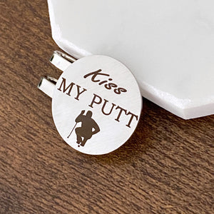  Kiss my Putt personalized unique golf ball marker with magnetic hat clip gift for men
