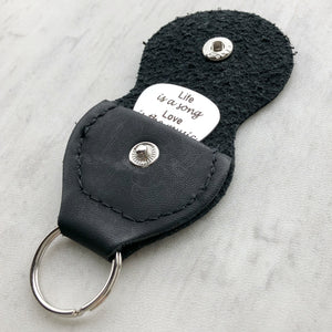leather case keychain gift for guitarist