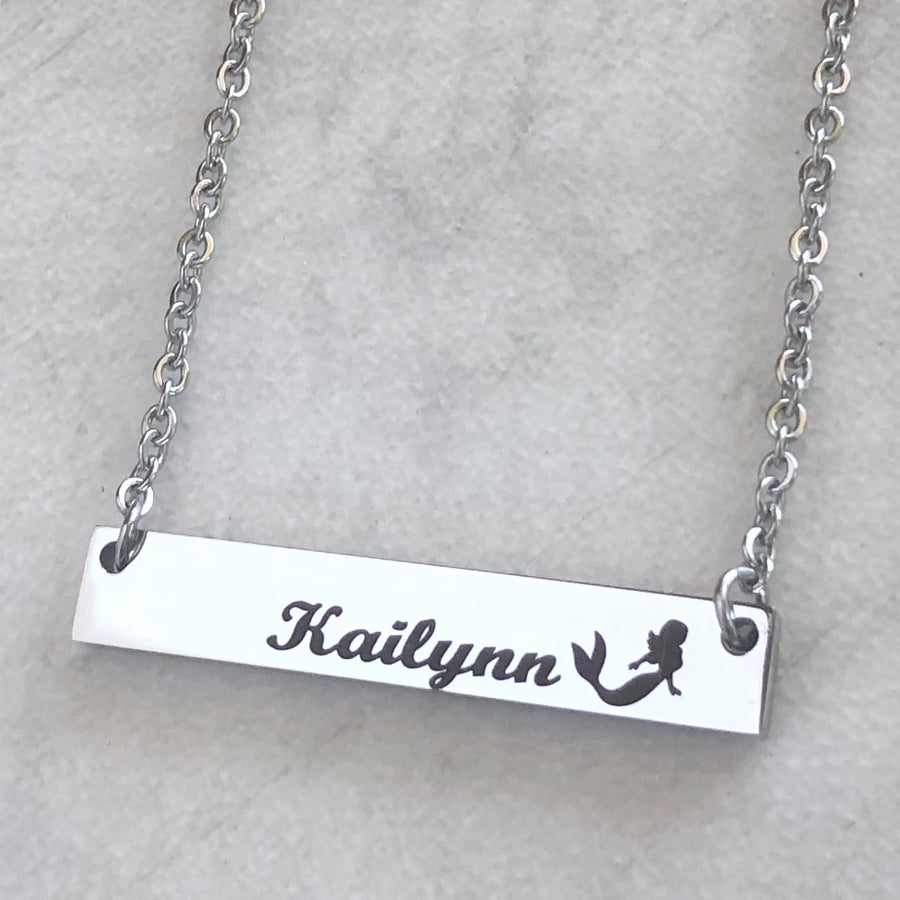 Mermaid Jewelry Name Bar Necklace