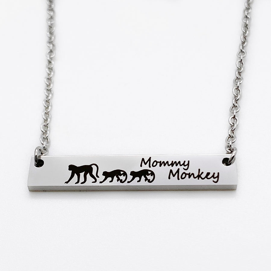 Monkey Jewelry Mother's Bar Necklace