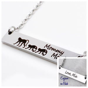 personalize the back of the mommy monkey bar necklace