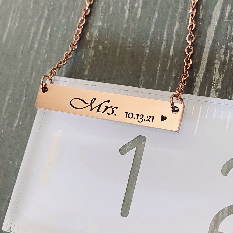 bar necklace on ruler showing 1.2" wide