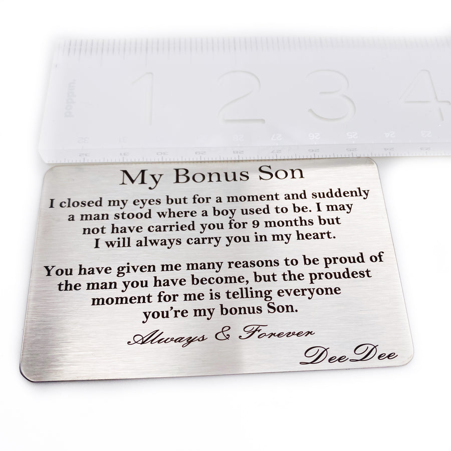 My Bonus Son Engraved Wallet Card