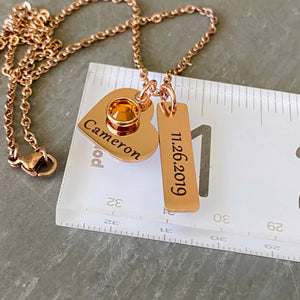 Necklace on a ruler to show size