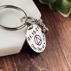 side view of the sobriety keychain