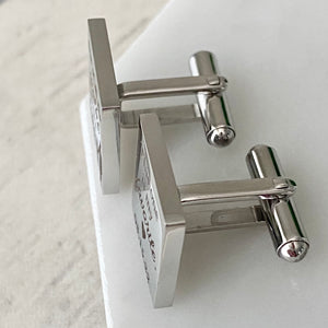 top view of cufflinks to show thickness