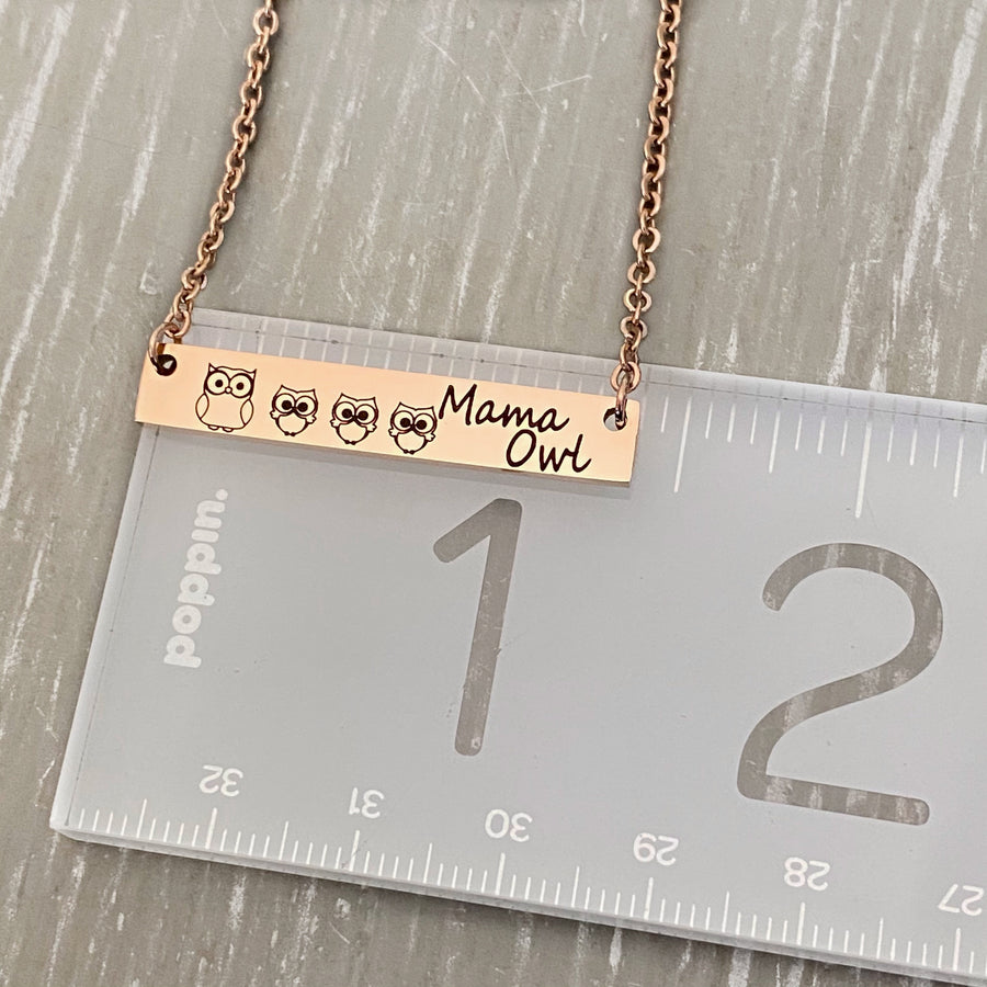 bar necklace on ruler showing 1.2"